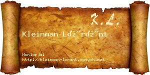 Kleinman Lóránt névjegykártya